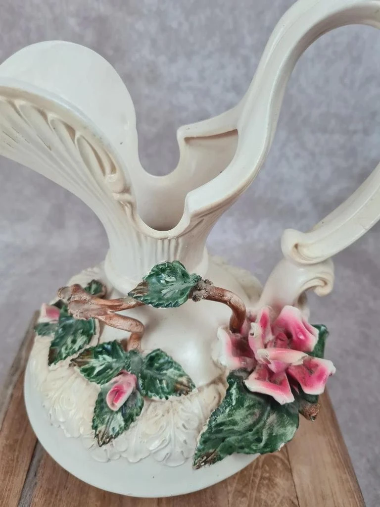 Vintage decoratief fonteinbakje 🌿 Barokke bloemenkeramiek – photo 3